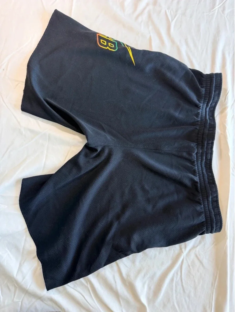 Nike Dri-FIT Black Shorts with Rainbow Multicolor Swoosh Logo